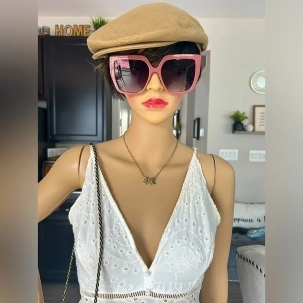 โจNWT Mauve Blush Pink Statement Oversized square framed sunglasses ๐ sunshades - Picture 2 of 14